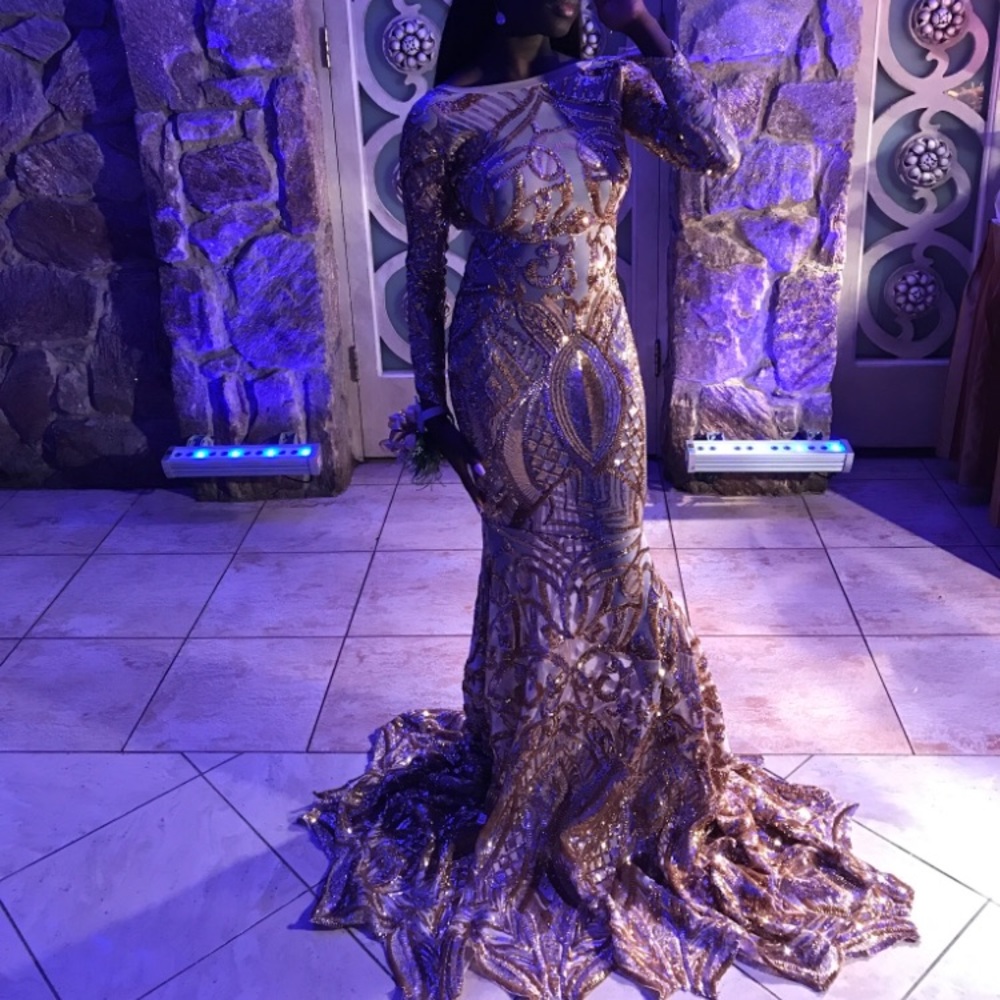 Custom Design Gold Prom Dress
